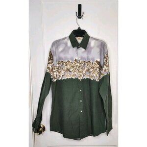 Buffalo Country Western Shirt Mens Medium Cowboy Horse Rodeo Pearl Snap